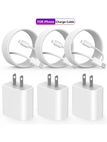 1-3Set 20W US USB C Port Fast Charger For iPhone 14 13 12 11 Pro Max Plus XR Xs 7 8 3.3 Ft USB C Fast Charging Cable Accessories