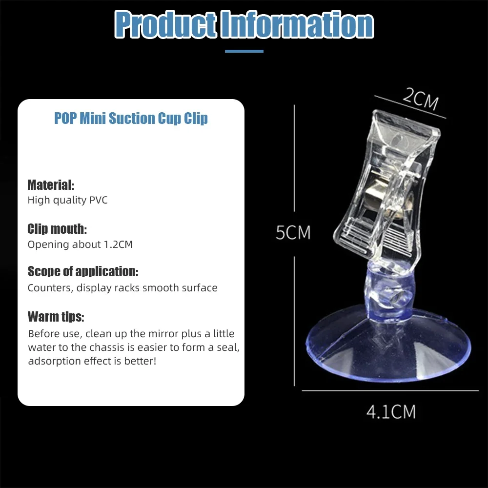 Clear Plastic Suction Cup Clamp Rotatable Wall Mounted Multifunctional Advertising Clip Tag Label Holder Suction Cup Clip