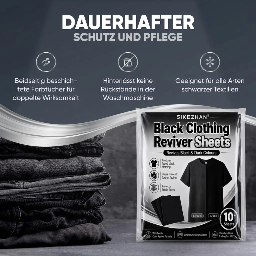 Black Clothing Reviver Sheets, In-Wash Dark Laundry Sheets Restoring Faded Black Clothes, T-Shirts, Jeans, Protect Fabric Fibers