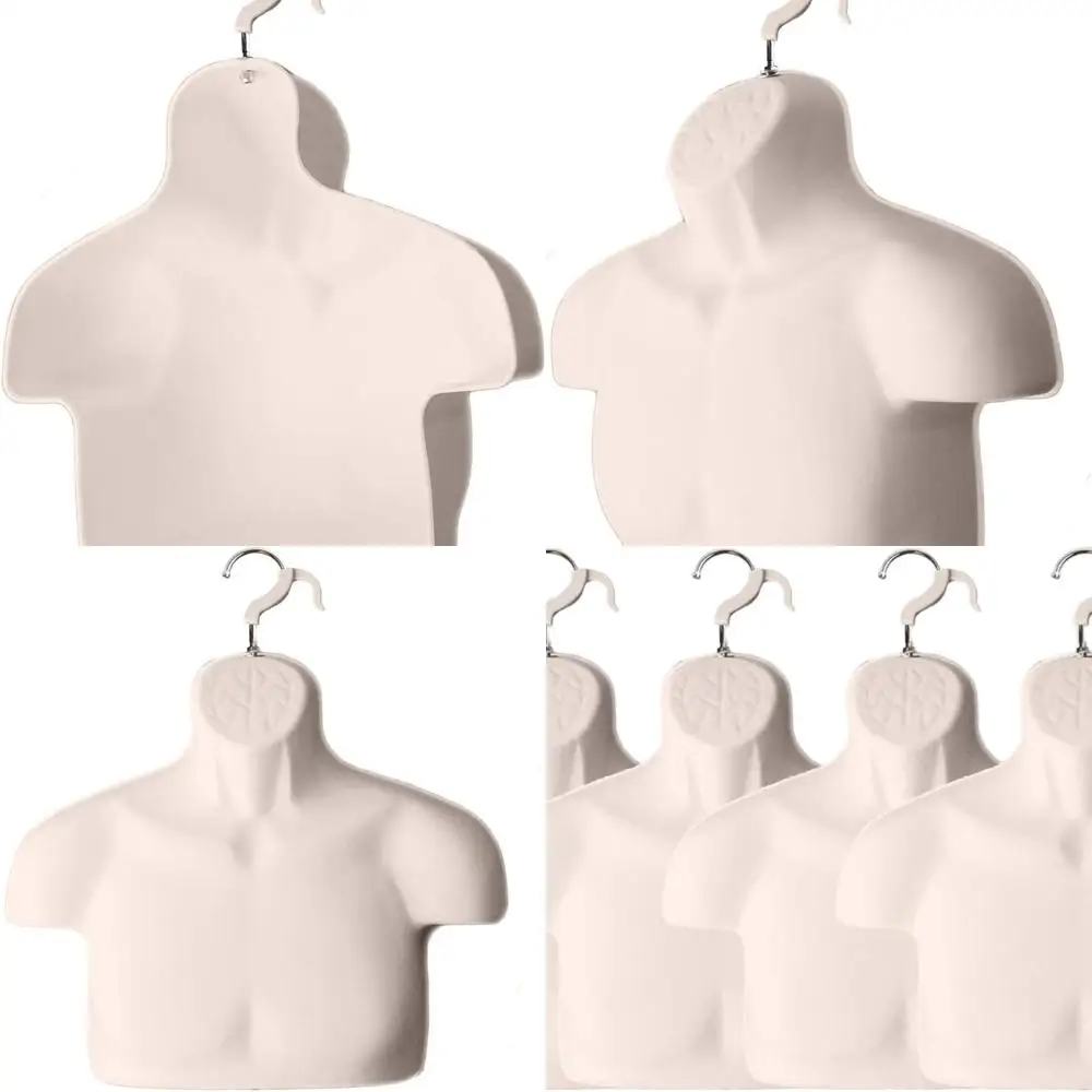 

S-M Plastic Male Mannequin Set, Hollow Chest, Back, Hanging Hook, 4-Pack Flesh Tone
