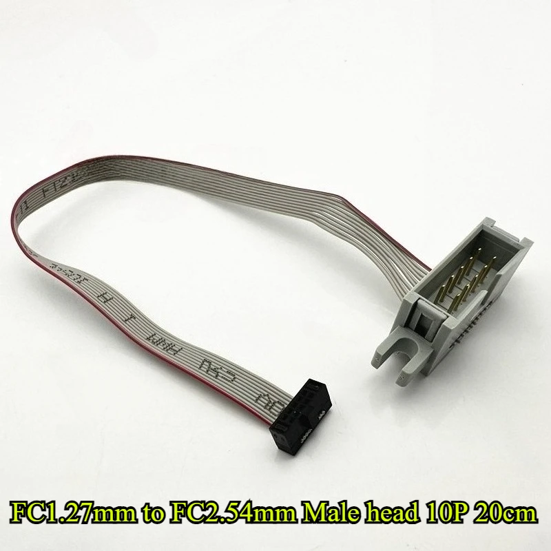 1/3/5 قطعة FC1.27mm إلى FC2.54mm ذكر رئيس 10P/14P/16P/20P رمادي شريط مسطح كابل نقل طول السلك 20 سنتيمتر FC1.27 إلى DC3-2.54 ذكر