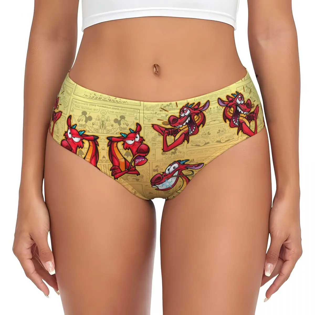 Custom Women's Mushu Dragon Mulan Panties Stretch Briefs Underwear