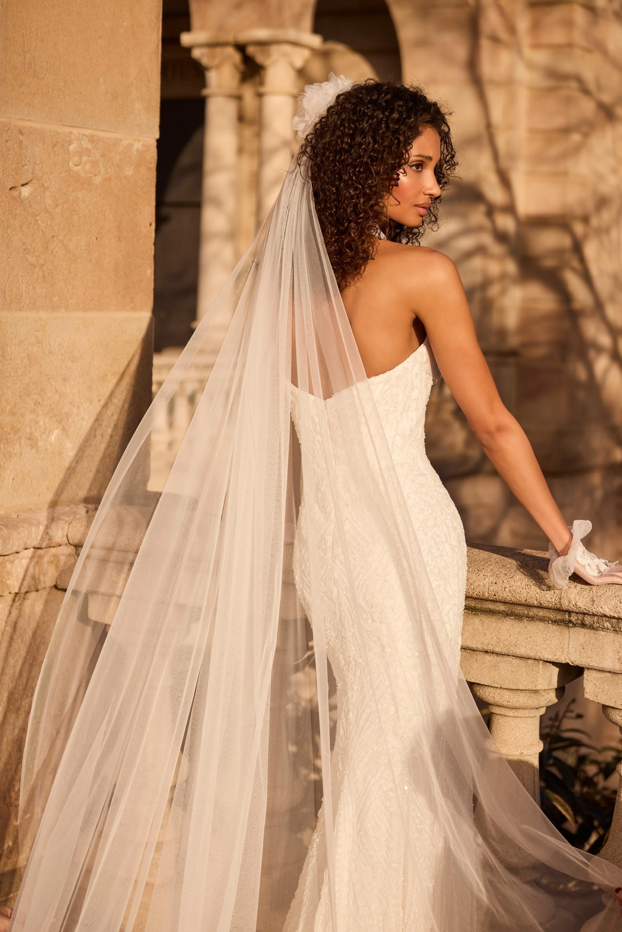 Delicate Trailing Bridal Veil Handmade Flower Appliqué Sheer Weightless Wedding Veils Stylish Bride Accessories Tulle