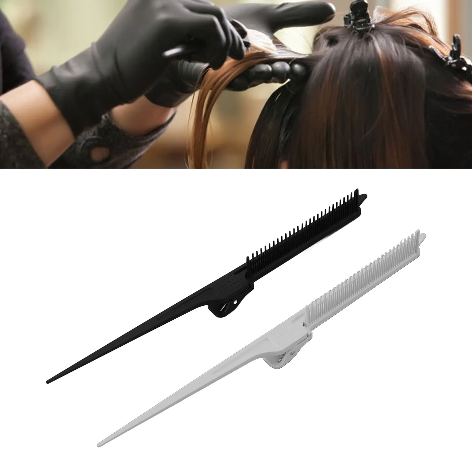 

2pcs Highlight Clip Comb Multipurpose Hair Dyeing Section Rat Tail Comb Brush Styling Tools For Hairstylist Barber