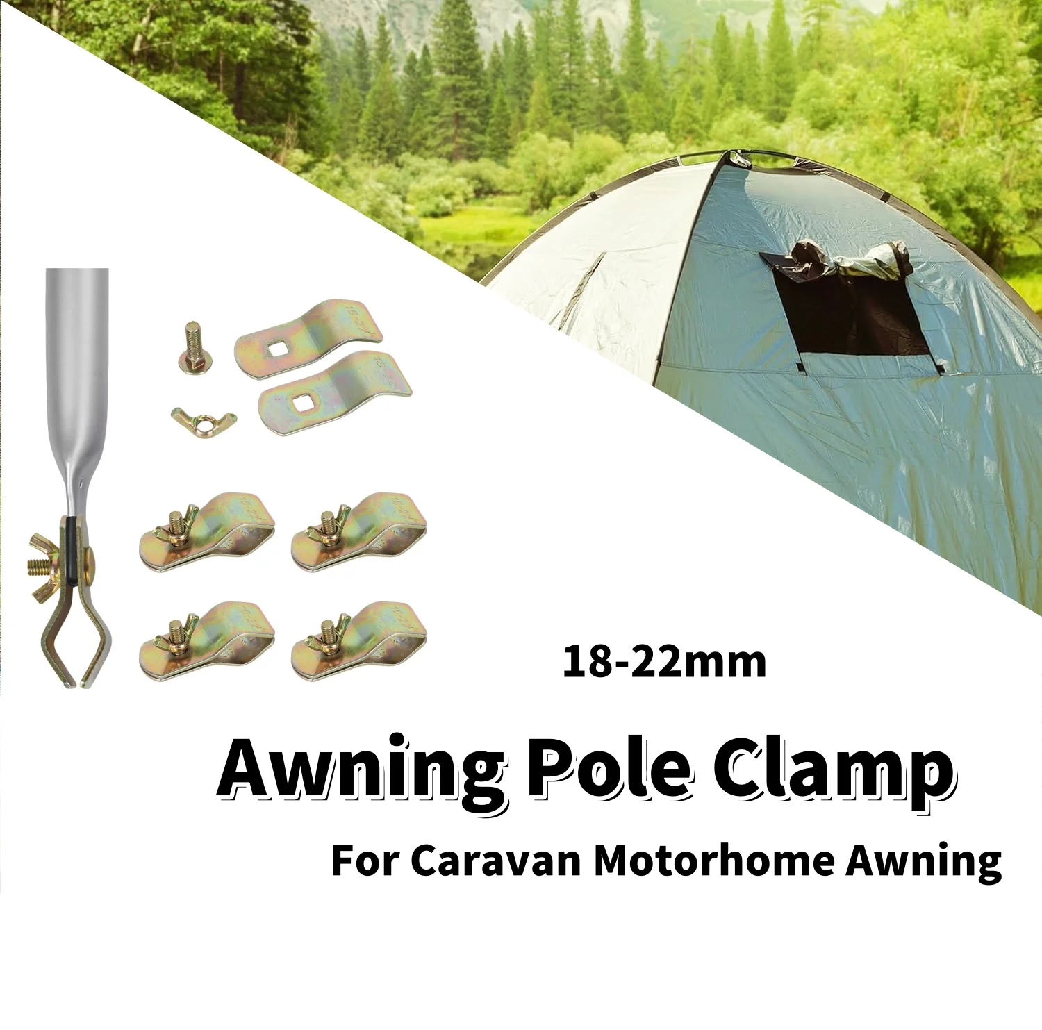 4Pcs Caravan Awning Pole Clamp 18-22mm Adjusting Motorhome Camper Heavy Duty Lock Grip Clamp Tent Fastener Clip