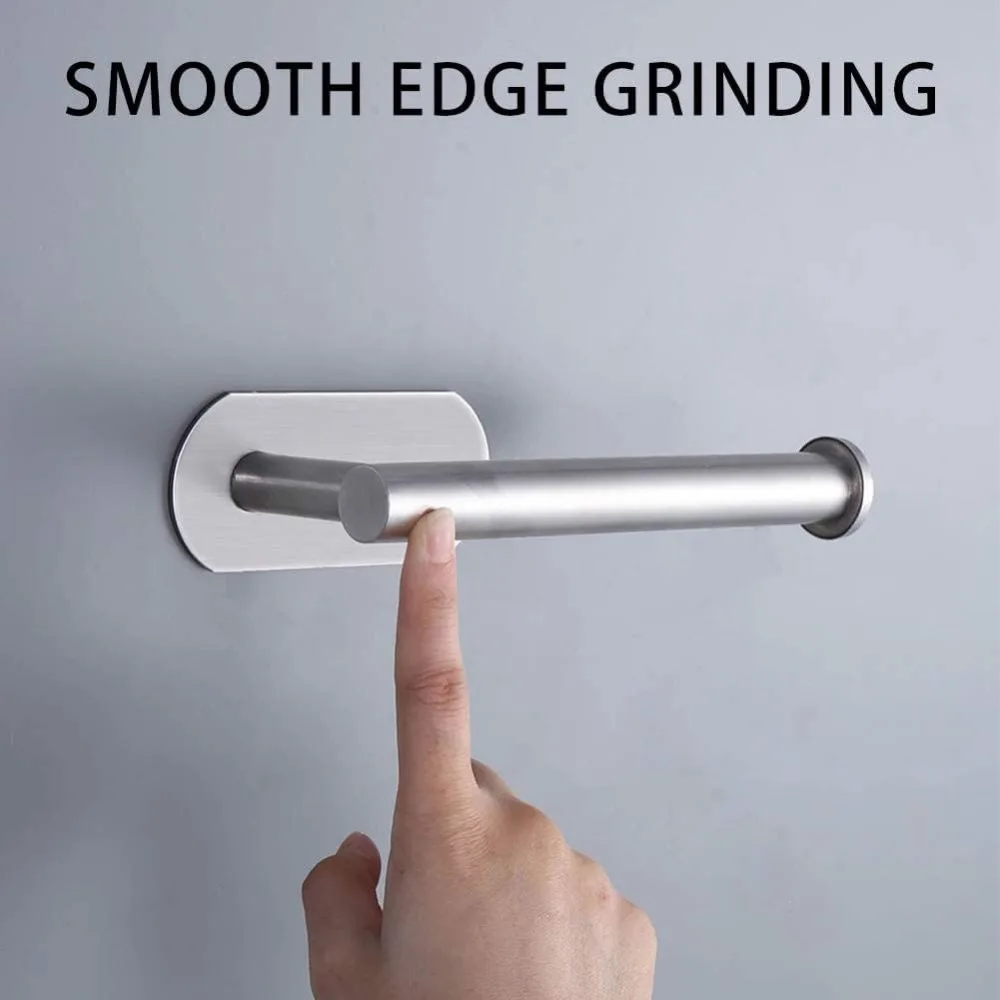 حامل ورق تواليت 3M بدون حفر للحمام والحمام، SUS304 من الفولاذ المقاوم للصدأ المصقول والنيكل (فضي) #5