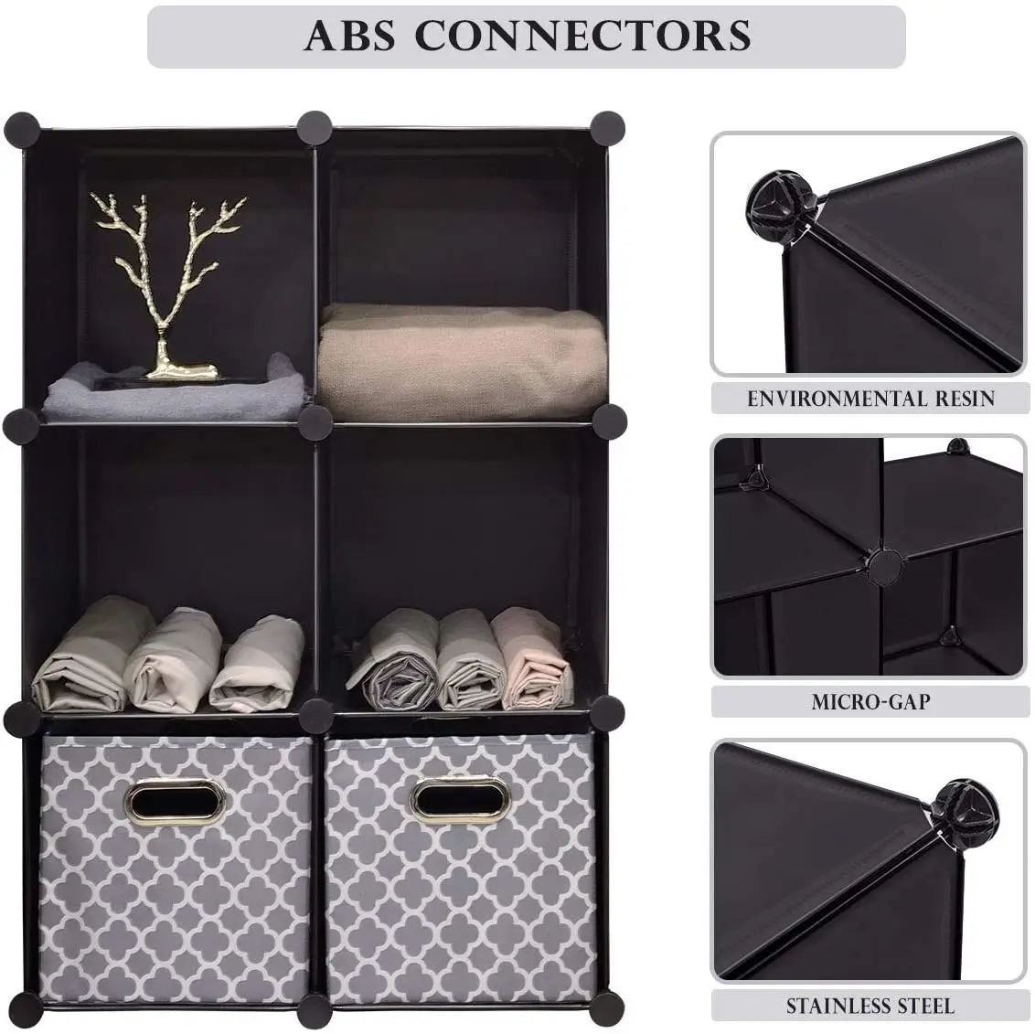 Foldable Wardrobe，Plastic Cube DIY Modular Cube Storage Cabinet