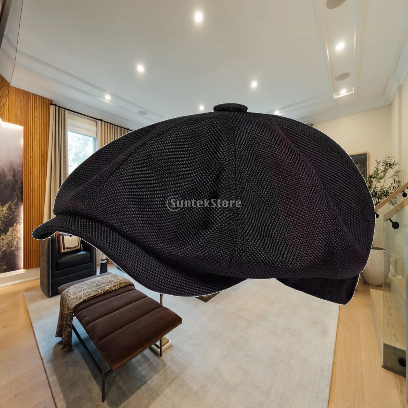 Classic Solid Linen Beret Hat for Men Women Octagonal Cabbie Cap Golf Sports Driving Hat Outdoor Casual Spring Summer