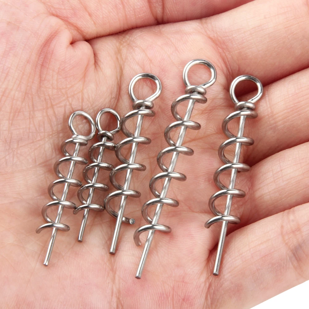 Spinpoler Fishing Bait Corkscrews Soft Lure Twist Lock Pin 3cm 4cm 4.5cm 5cm Strong Stainless Spin Shad Rigs Spring Accessories