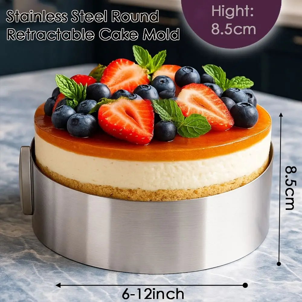 

Stainless Steel Round Cake Rings Adjustable Sizes 6-12inch Mousse Baking Mold Retractable Cake Ring Molds Tiramisu Cake