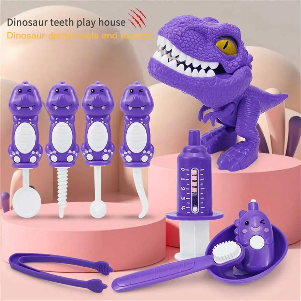 10pcs/sets Children Early Education Toys Doctors Role Play Learning Dentist Play Role Play Dinosaur Brushing Tooth Teaching Aids