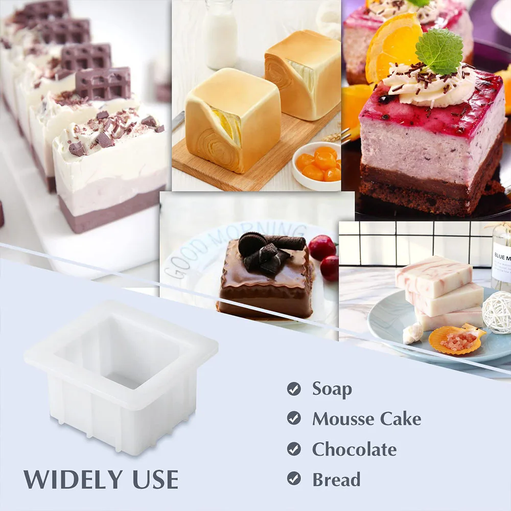 1000ML/1500ML Silicone Soap Mold Transparent Rectangle Square Easy Removal DIY Handmade Mousse Loaf Cake Chocolate Making Tools