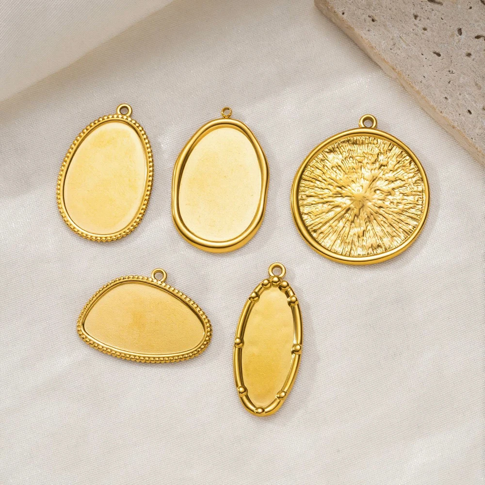 5 Stück Edelstahl Oval Unregelmäßige Anhänger Cabochon Fassung Rohlinge für DIY Schmuckherstellung Zubehör Komponenten – Detail 6