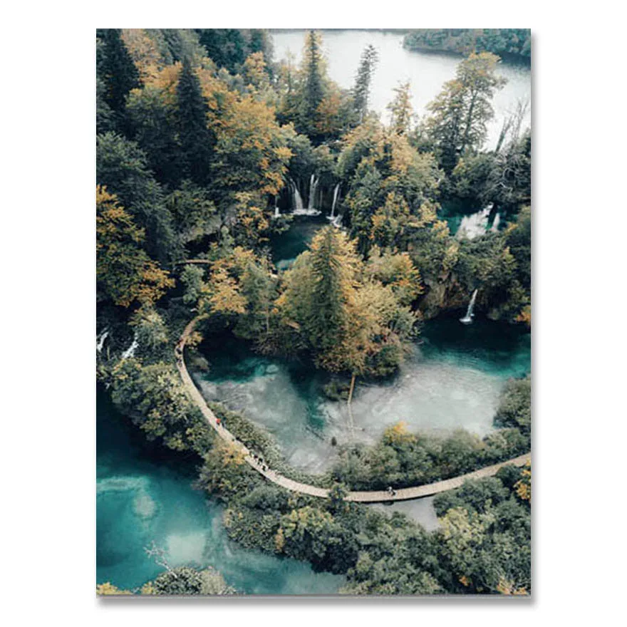2026 Scandinavian Nature Landscape Wall Art Poster Mountain Lake Boat Print Nordic Painting Decorative Picture Modern Home Deco