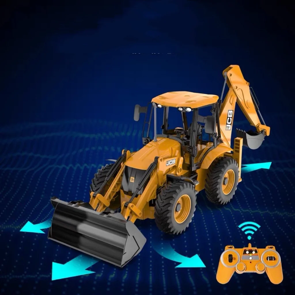 Double E E589 RC Excavator 1/20 2.4G 11CH Remote Control Cars Trucks Backhoe Loader Light Sound Construction Truck JCB Model