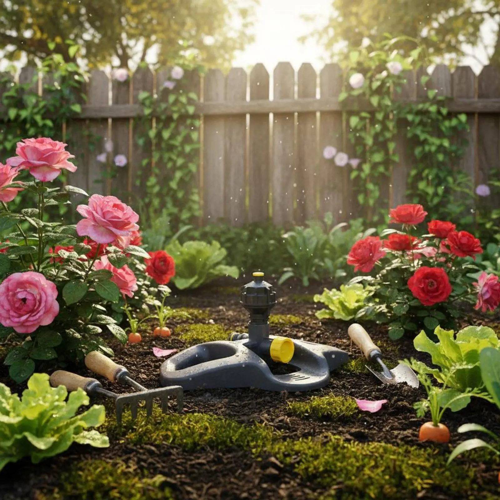 360 Degree Rotating Sprinkler Wide Coverage Automatic Outdoor Sprinkler Easy Setup Water for Roof Cooling, Vegetable Plot