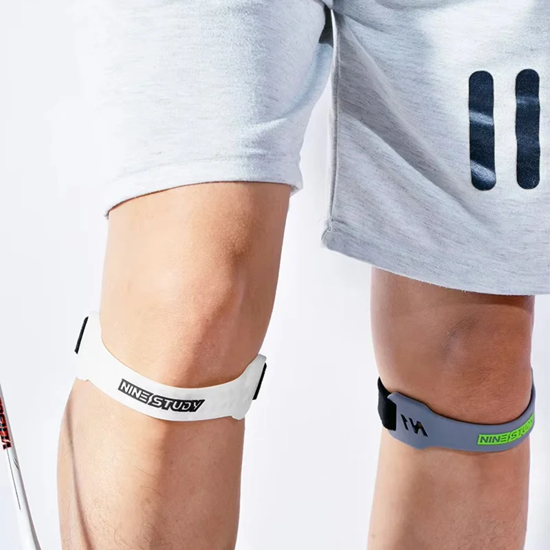PVC-Kniebandage mit Stoßdämpfung, Kompressionsgurt, Sportschutz, Sehnenbandage mit Polstern, verstellbar