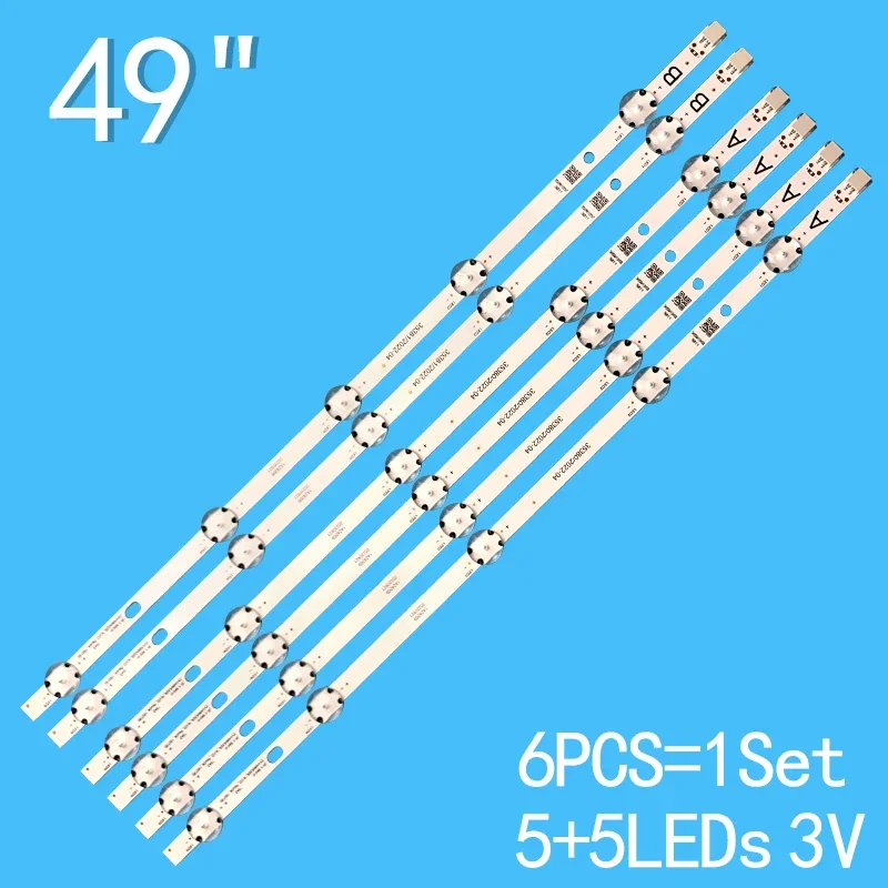 Tira de retroiluminação LED para 49FA7000, 49FB7000, VESTEL 490DRT, VNB A, B-TYPE, SVV490A32A, VES490UNDL-2D, 6pcs