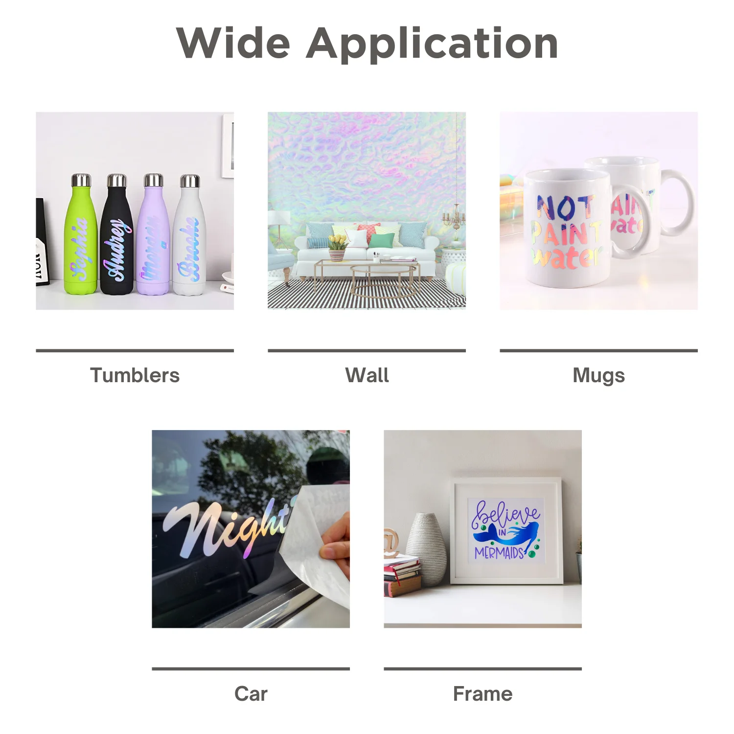 5.5x60in/5.5x120in Smart Holographic Vinyl  For Cricut Joy- Durable & Permanent Adhesive for Home Decor, Mugs, Windows, Cars