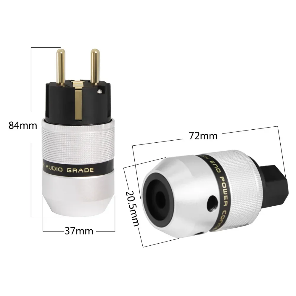 Hai, ujung berlapis emas aluminium logam 24K berlapis emas EUR Euro Schuk steker daya