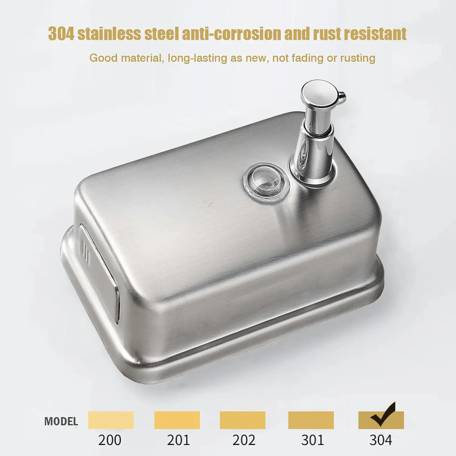 304ステンレス鋼製プレス式ソープディスペンサー ホテル用 手動 壁掛け式 ホテルバスルーム ボディウォッシュ ハンドサニタイザー