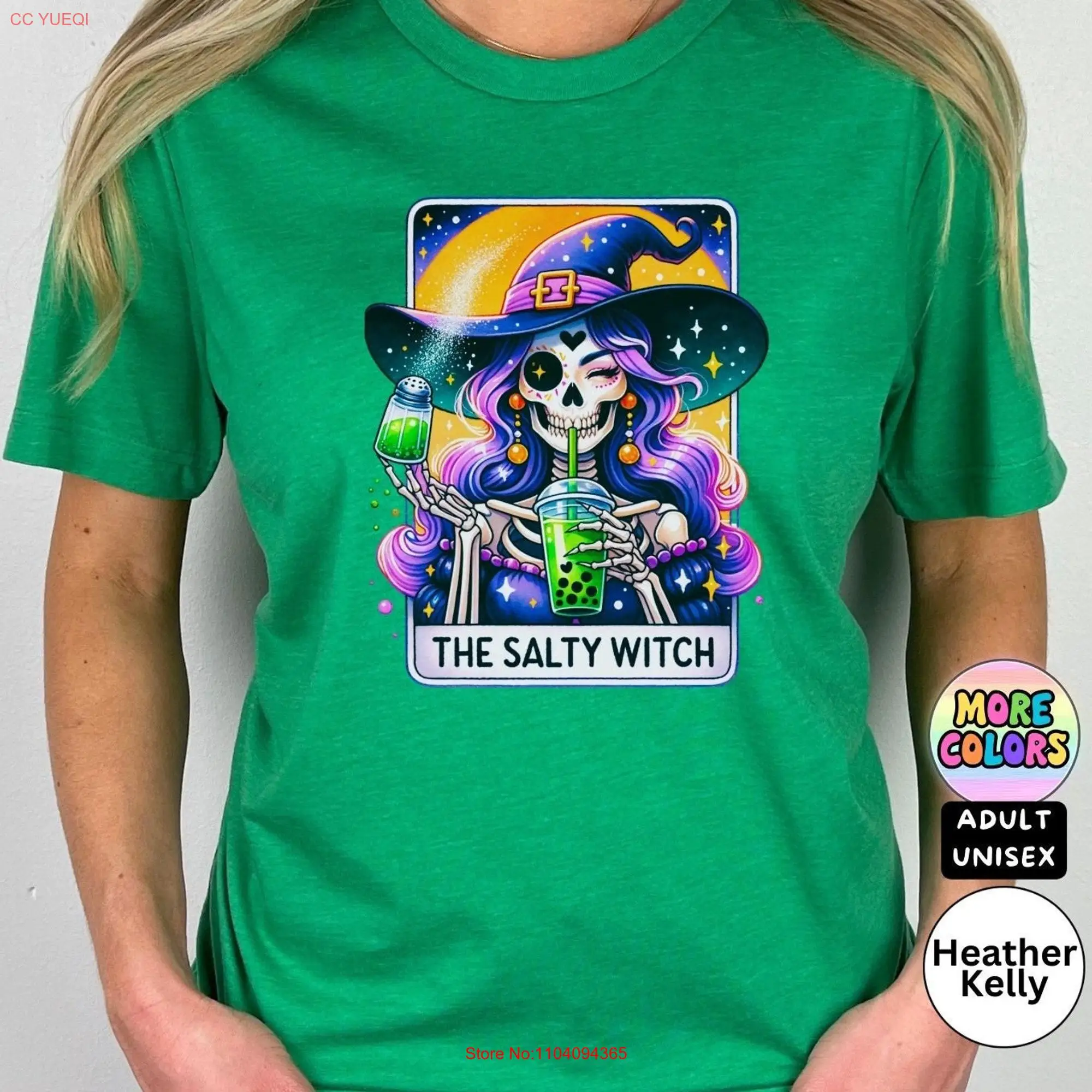 The Salty Witch Skeleton Tarot Card Funny Halloween T Shirt Astrology Witchcraft Magical Mystical for Her Adult