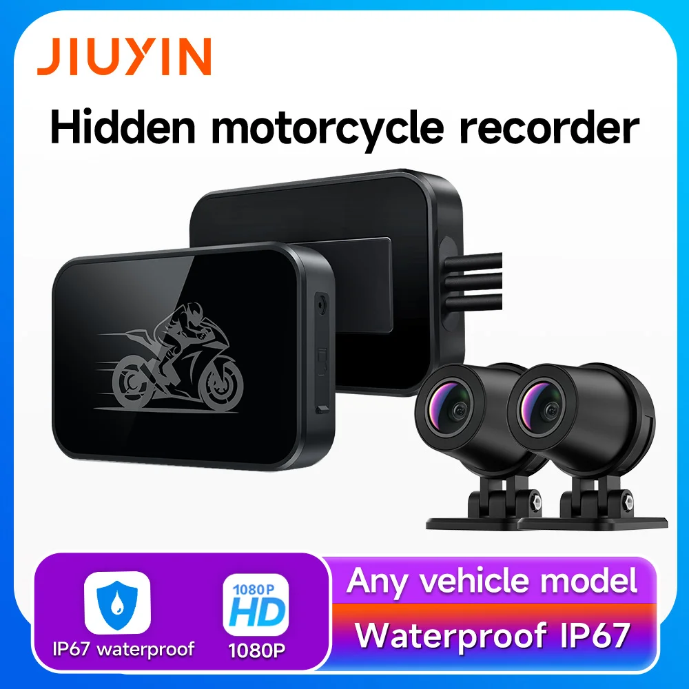 

JIUYIN Dual DVR Motorcycle Dash Cam WiFi Smart Connect 1080P/720P Front Rear View Waterproof Action Camera Recorder for Bikes