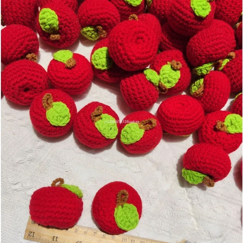 Cartoon Wool Cute Fruit Sunflower Orange Hand Knitted Strawberry Wool Crochet Knitting Supplies Handmade Crochet Apple Fruit