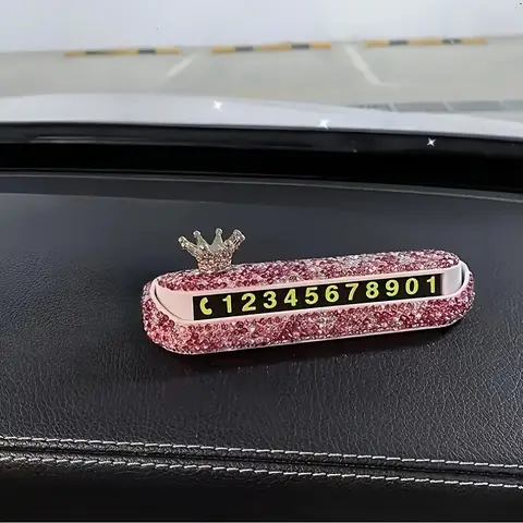 1PC High end diamond studded temporary parking sign for cars, creative phone number sign