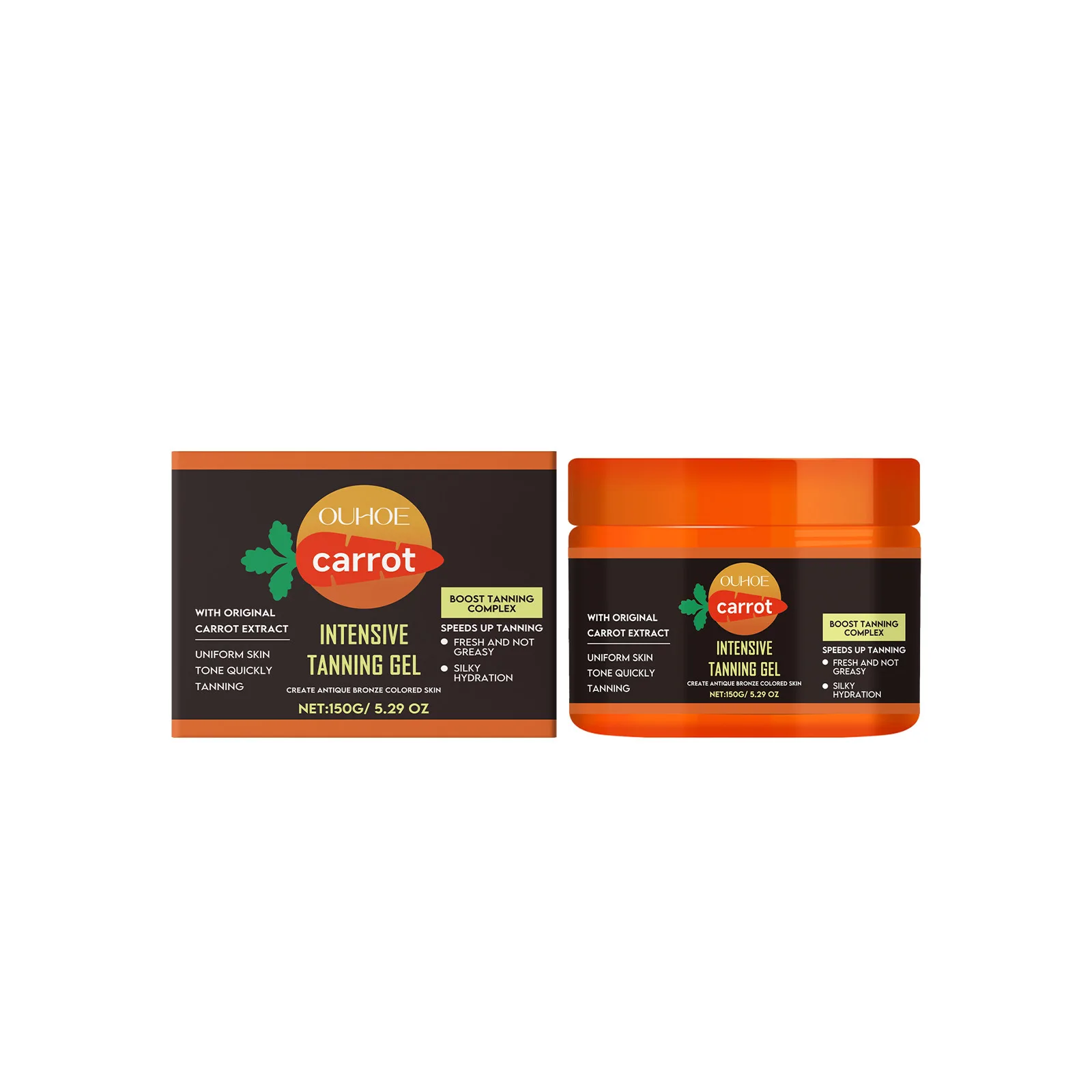 Carrot Intensive Tanning Gel Natural Tan Accelerator Browning Cream Lightweight Non-Greasy Moisturizing Sun Tan Cream