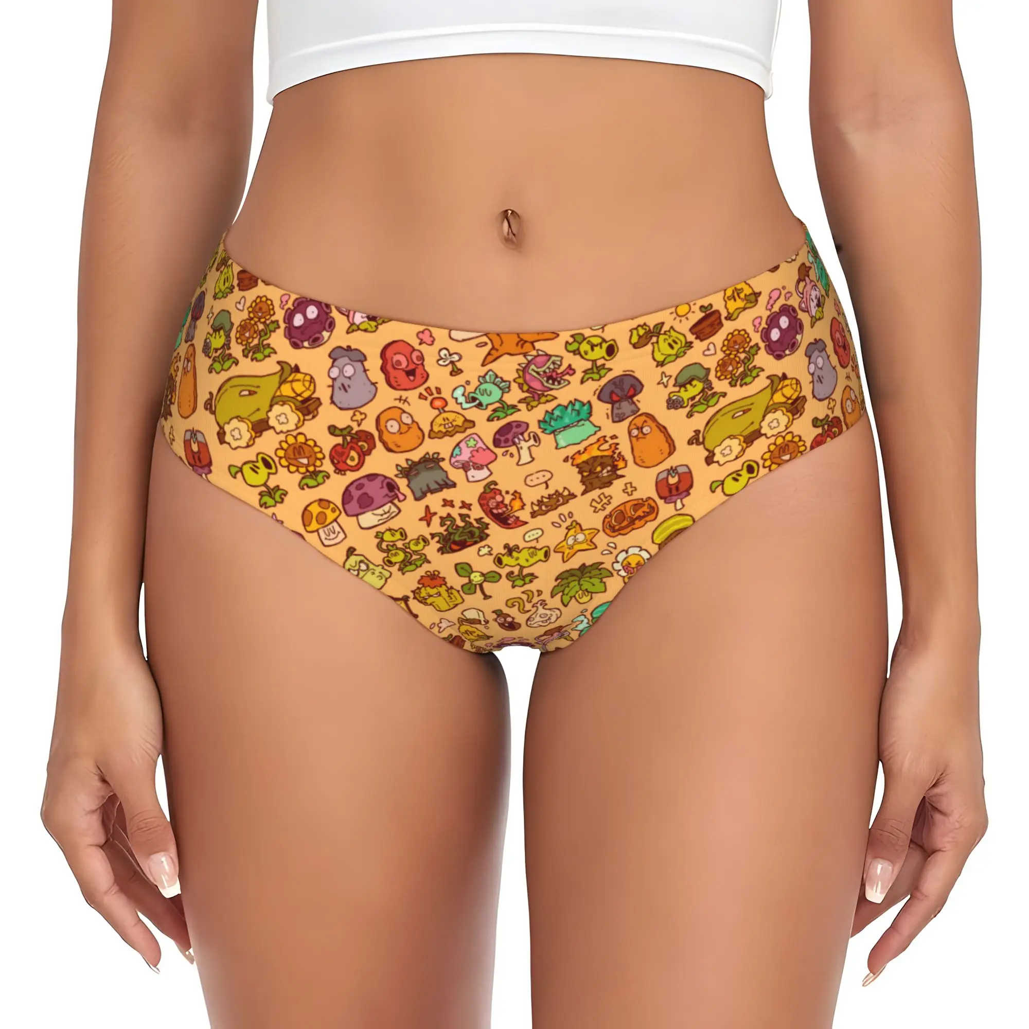 

Custom Plants Gaming Zombies Briefs Underwear Women Comfortable Stretch Video Game Panties
