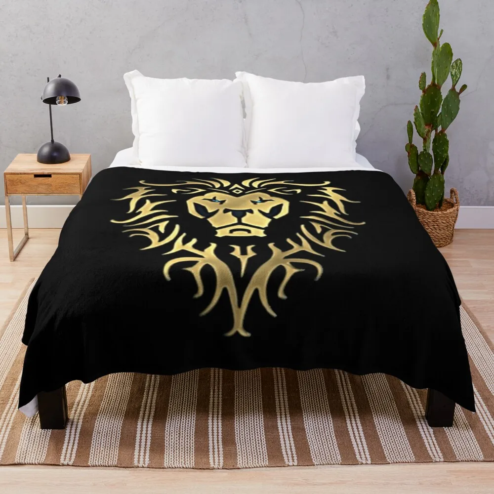 World of warcraft game Alliance logo - WoW - black background Throw Blanket Luxury Designer Stuffeds Blankets