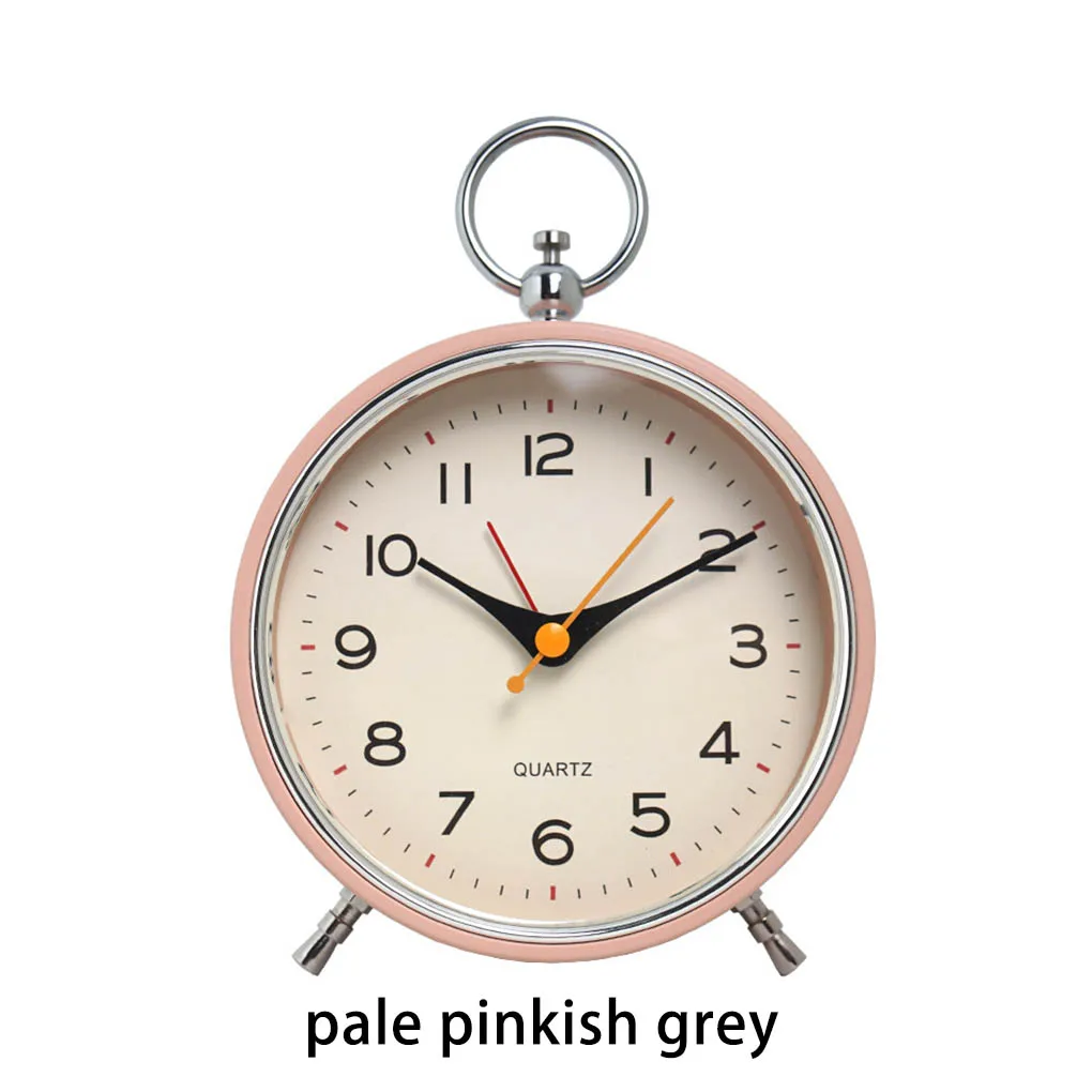 ساعة كلاسيكية منبه للطاولة على الطراز الأوروبي ساعة مكتب صامتة عتيقة غير موقوتة محمولة معلقة باللون الوردي