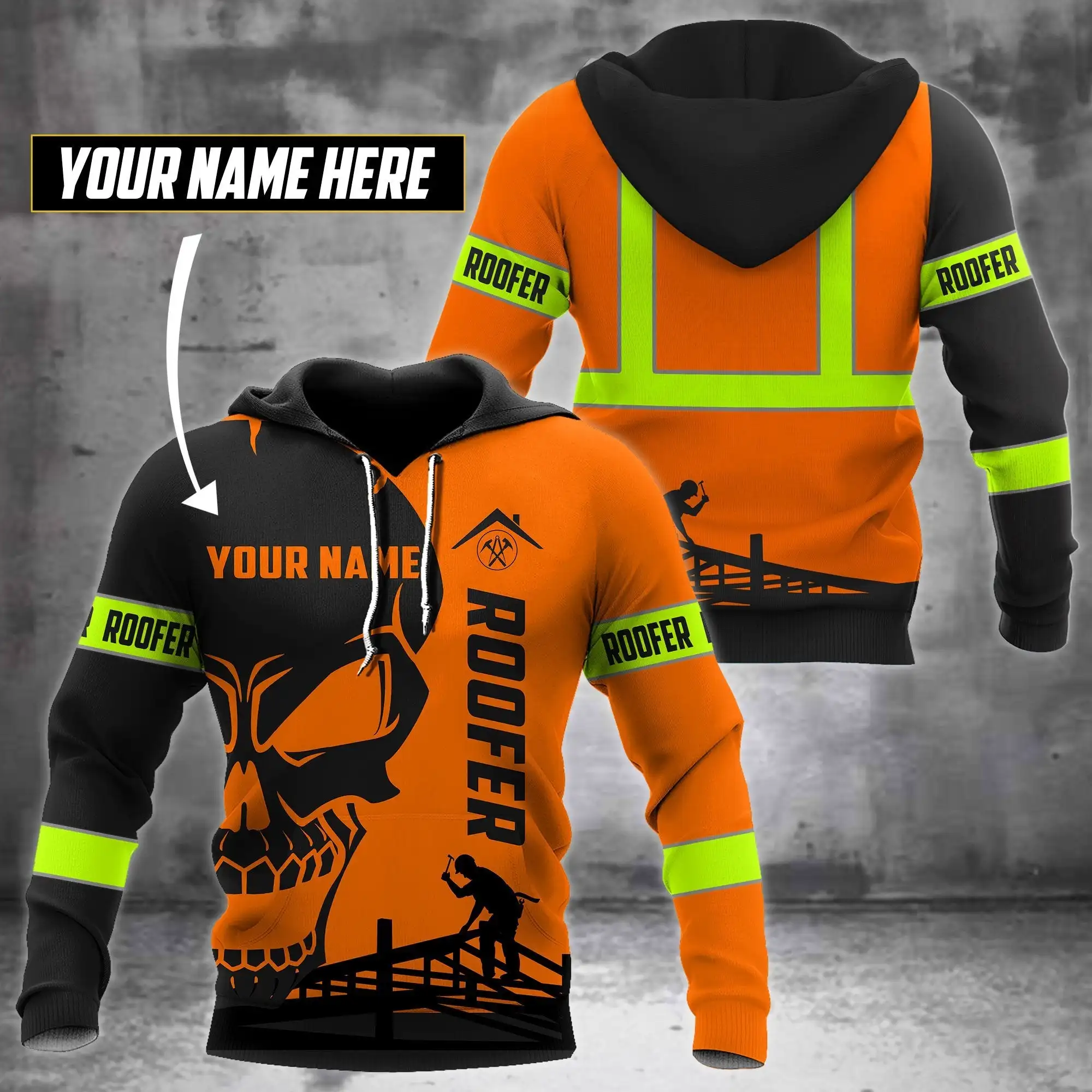 

Personalized Name Orange Roofer 3D Printed Jacket Men/Women Hooded Sweatshirt Zipper Hoodies Casual Streetwear Unisex Pullover-1