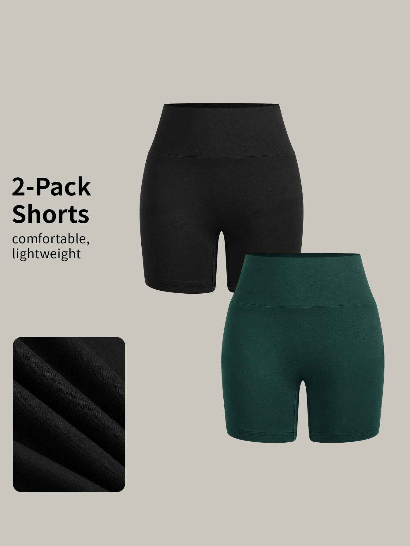 2-piece high-waist casual solid-color yoga outdoor running shorts for women, suitable for summer wear