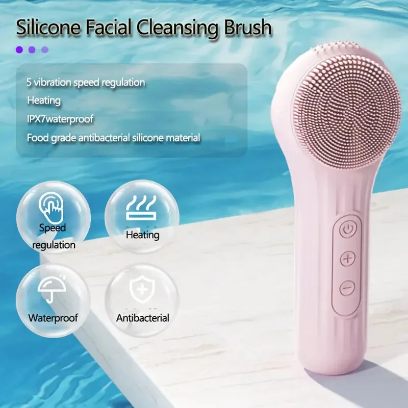 Silicone Face Cleaner Electric Sonic Facial Cleansing Brush Ultrasonic Vibrating Face Massager Mini Pore Deep Cleaning