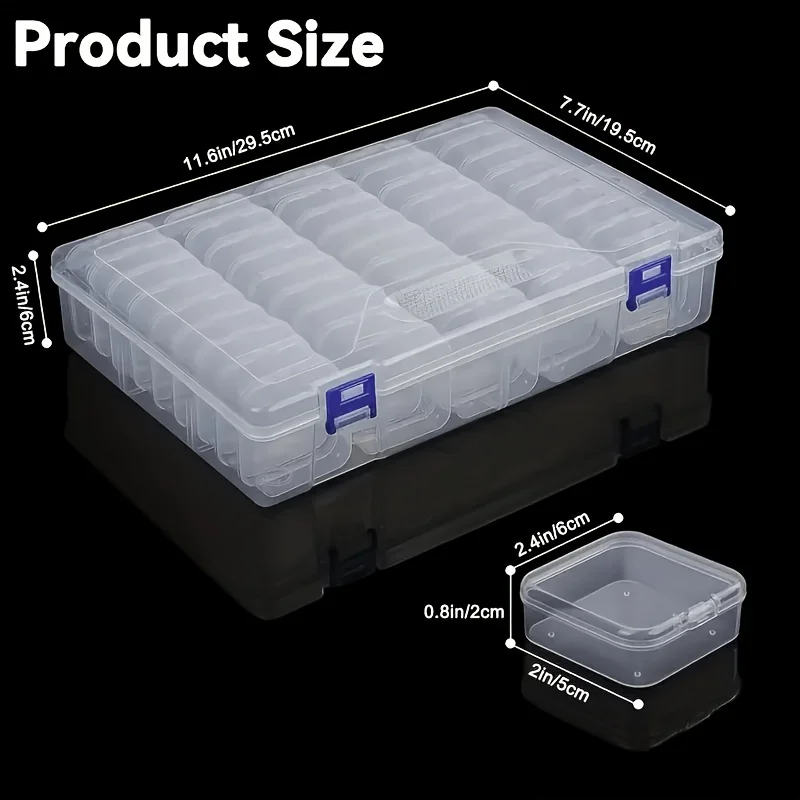 Transparente Mehrkammer-Aufbewahrungsbox aus Kunststoff für Perlen — Scharnierdeckel mit staubdichtem, versiegeltem Design — Erhältlich in den Größen 45, 20, 15 – Detail 9