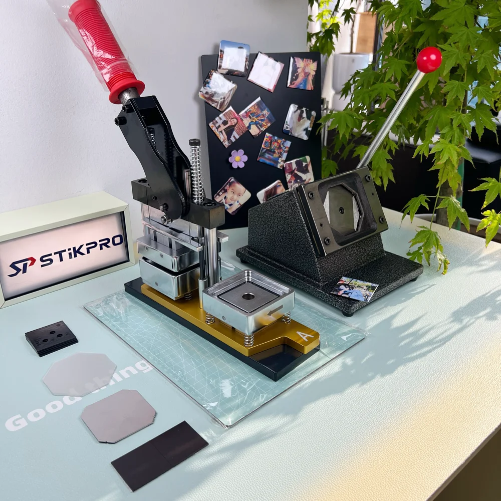 Hot Sale Square 50x50mm Button Maker Kit Badge Making Machine + Paper Cutter + 1000pcs Fridge Magnet Button Supplier