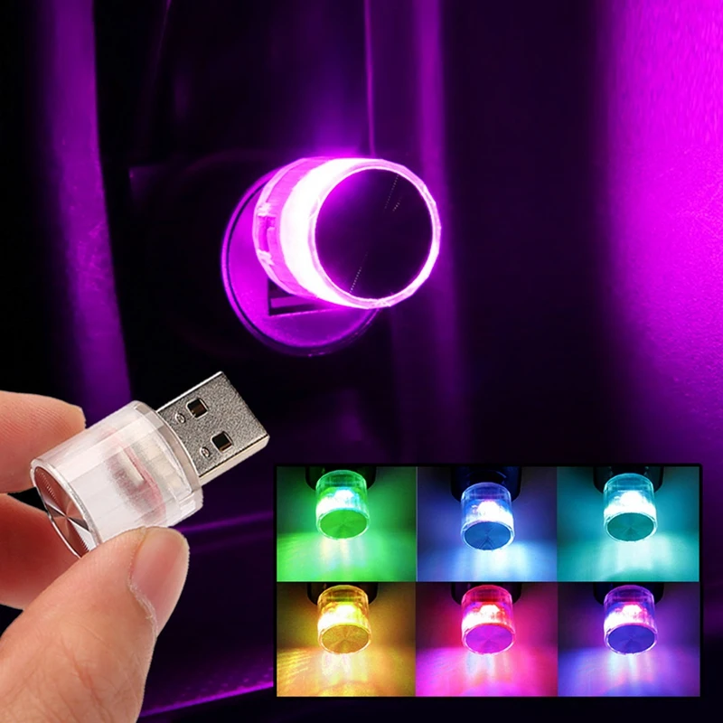 7 Color Mini USB Light LED Modeling Car RV Ambient Light Neon Interior USB Plug Lamp Computer Mobile Power Night Light