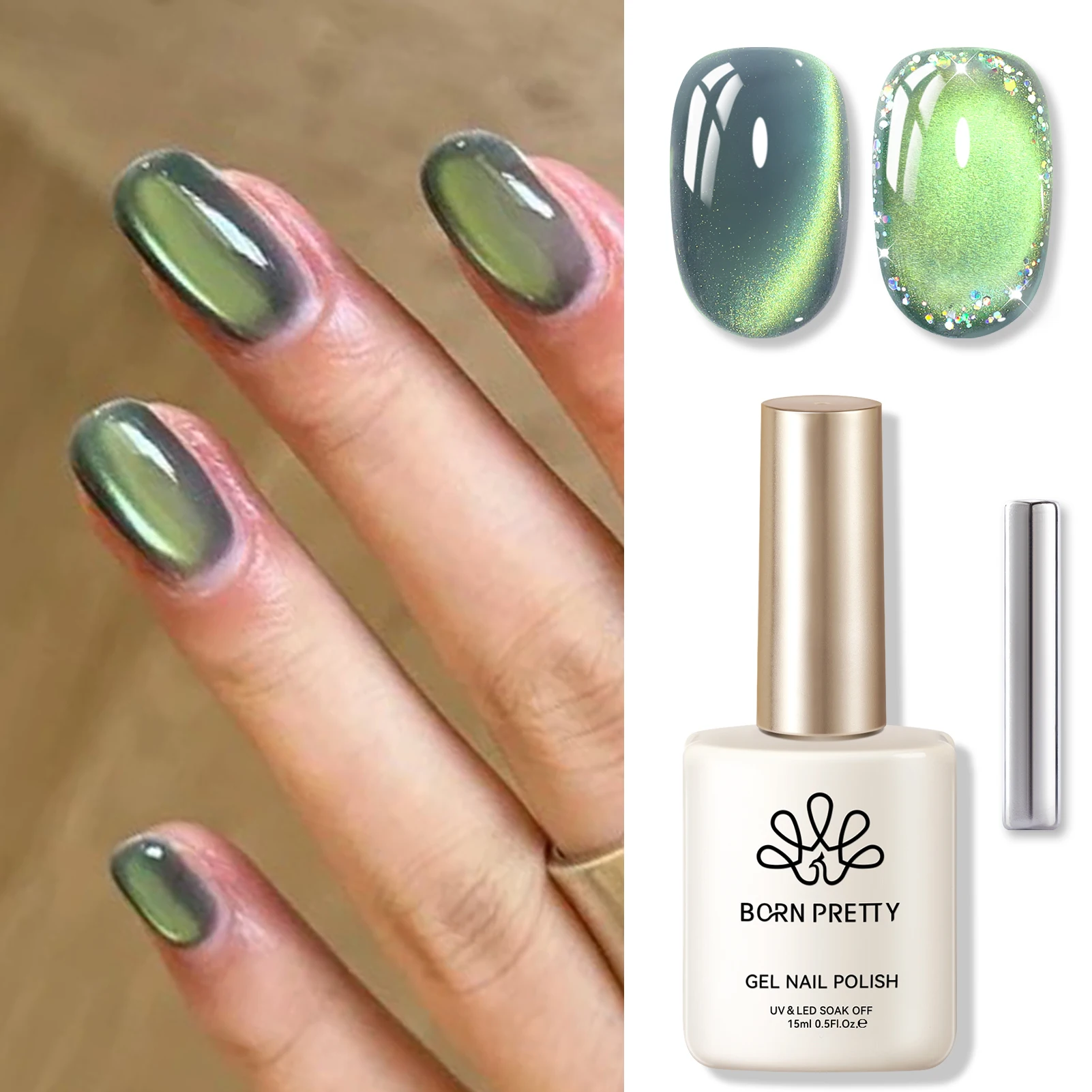 ولد جميلة 15 مللي الأخضر بريق القط المغناطيسي هلام مسمار البولندية الترا تألق نقع قبالة الأشعة فوق البنفسجية هلام مسمار الفن الورنيش لوازم