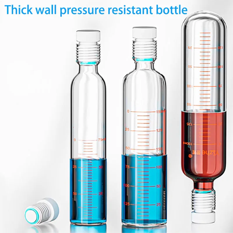 

Glass pressure-resistant tube thick wall pressure-resistant bottle hydrolysis tube screw-end colorimetric tube tetrafluoro test