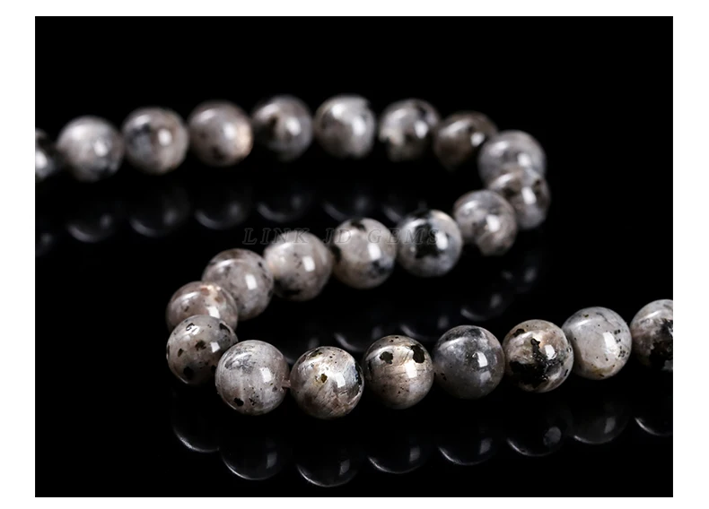 Natürlicher Labradoritstein, schwarze Spektrolit-Perlen, runde lose Zwischenperlen für die Schmuckherstellung, DIY-Halskette, Armband-Zubehör – Detail 10
