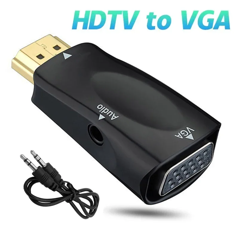 HDMI-متوافق مع محول كابل VGA ذكر إلى Famale محول محول 3.5 ملم جاك الصوت HD 1080P للكمبيوتر المحمول اللوحي