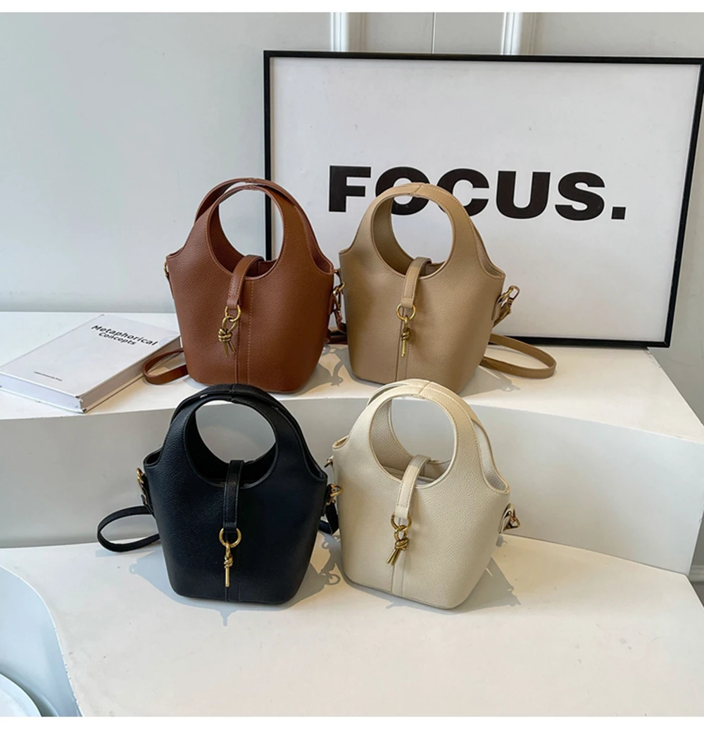 Women New Style Trendy Crossbody Bucket Bag Fashionable High End Office Handbag Personalized Metal Decoration One Shoulder Bag