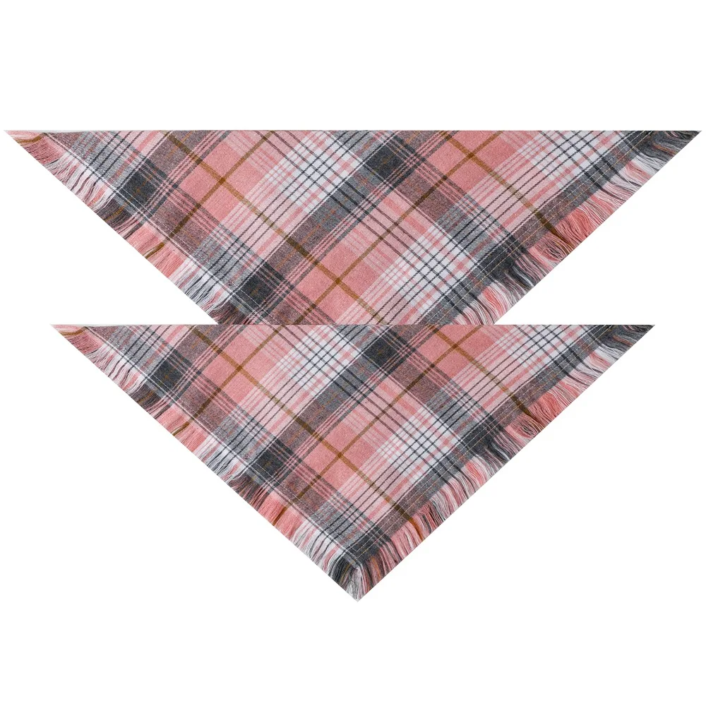 Christmas Dog Bandana 100% Cotton Plaid Triangle Bandana  Adjustable Fit Multiple Sizes  for Large Dog Pet Accessories