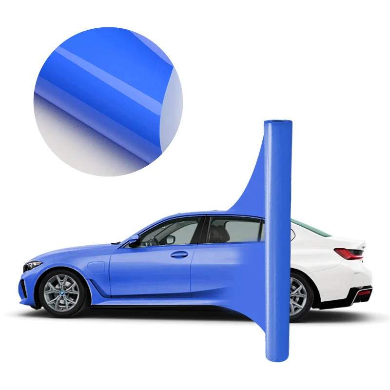 

Crystal Blue Car Wrap Film Self Healing Non Yellowing Auto Films for Auto 1.52*15m Roll Glossy Blue Wrapping Film