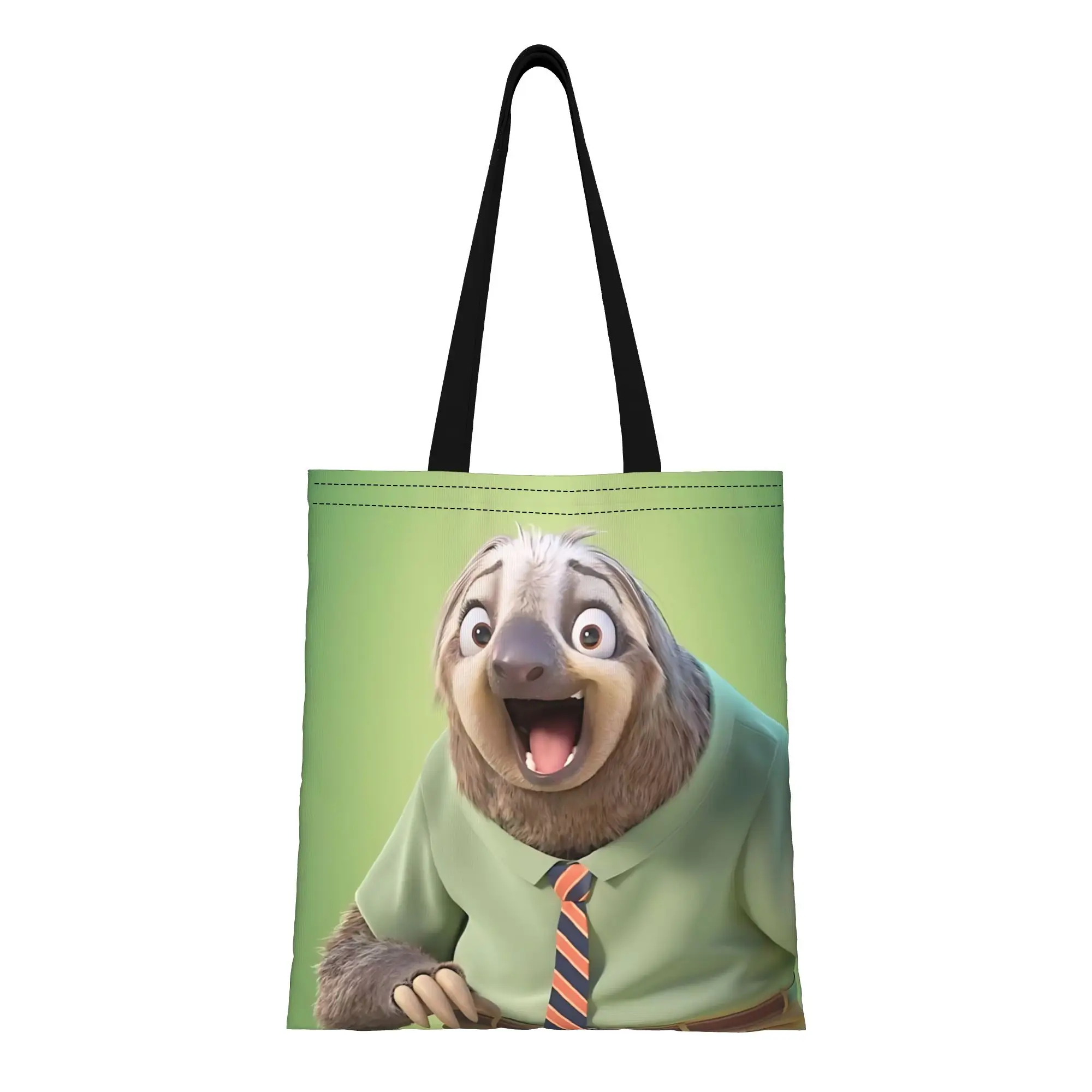 

1PC Valentine's Day Disney Zootopia 2 Reusable Double Sided Canvas Tote Bag Shoulder ahhhhh sloth Handbag
