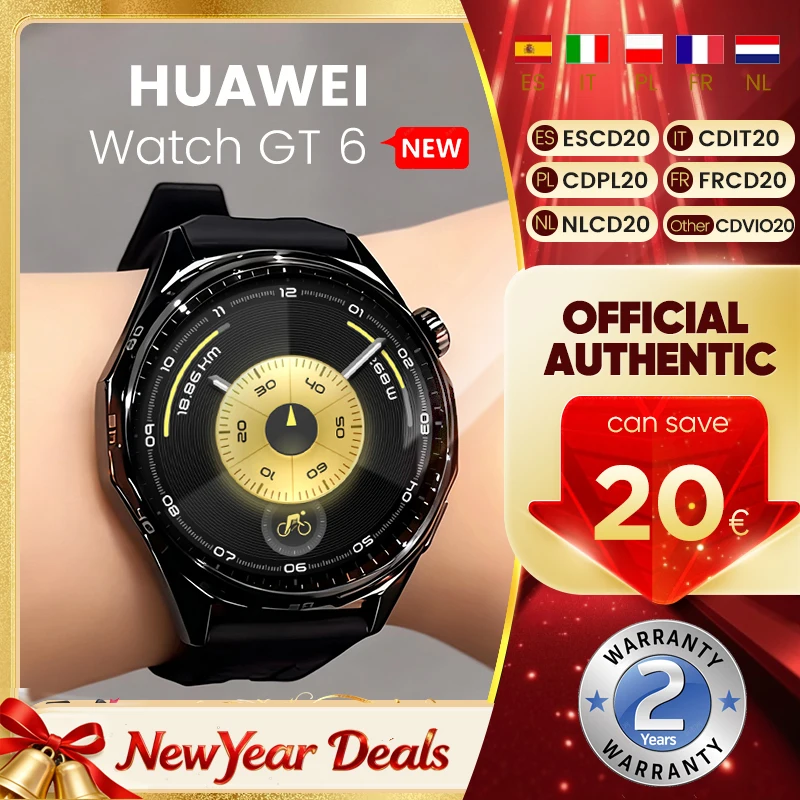 Nouveau Huawei WATCH GT6 montre intelligente 46mm, écran AMOLED 1.47 pouces, autonomie de la batterie 21 jours, résistance à l'eau 5ATM, Position NFC + GNSS