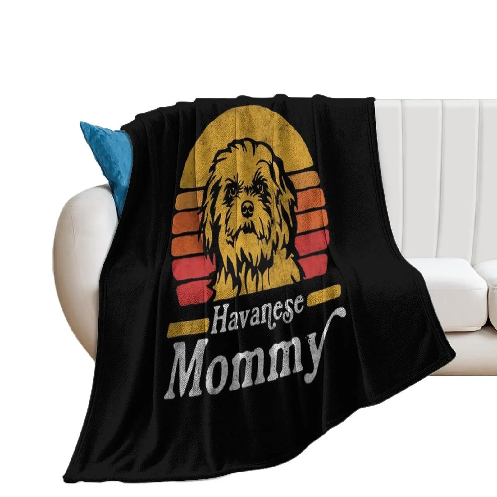 Retro Vintage Havanese Mommy Throw Blanket Luxury Brand Personalized Gift bed plaid Blankets