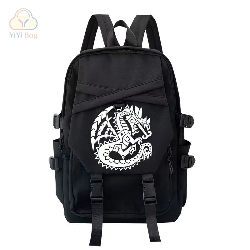 Monster Hunter World Backpack ‌Hunter's Guild Crest Print Student Schoolbag Fashion Anime Lightweight Large Capacity Backpacks